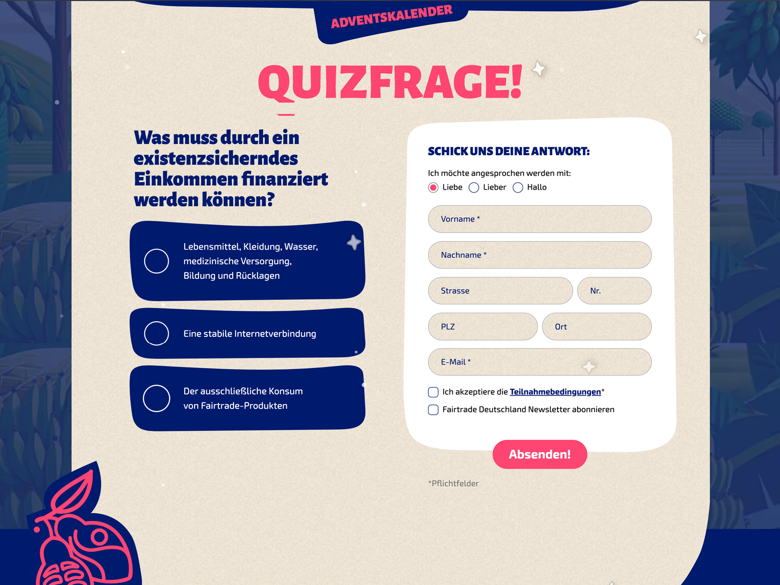 Quiz entry form